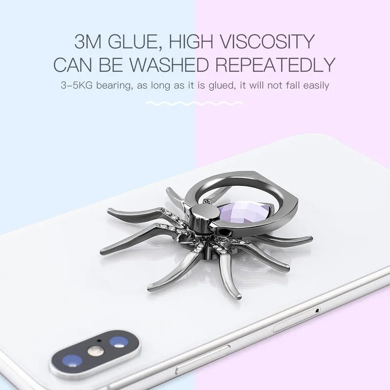 Universal Luxury Biling Diamond Metal Spider Mobile Phone Finger Ring Holder 360 Rotate Stand for iPhone Sumsang Huawei Xiaomi