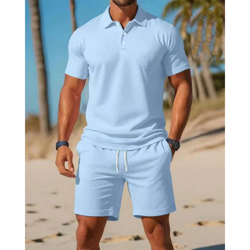 Summer Casual Sports All-matching Slim Fit Short-sleeved Polo Shirt Shorts