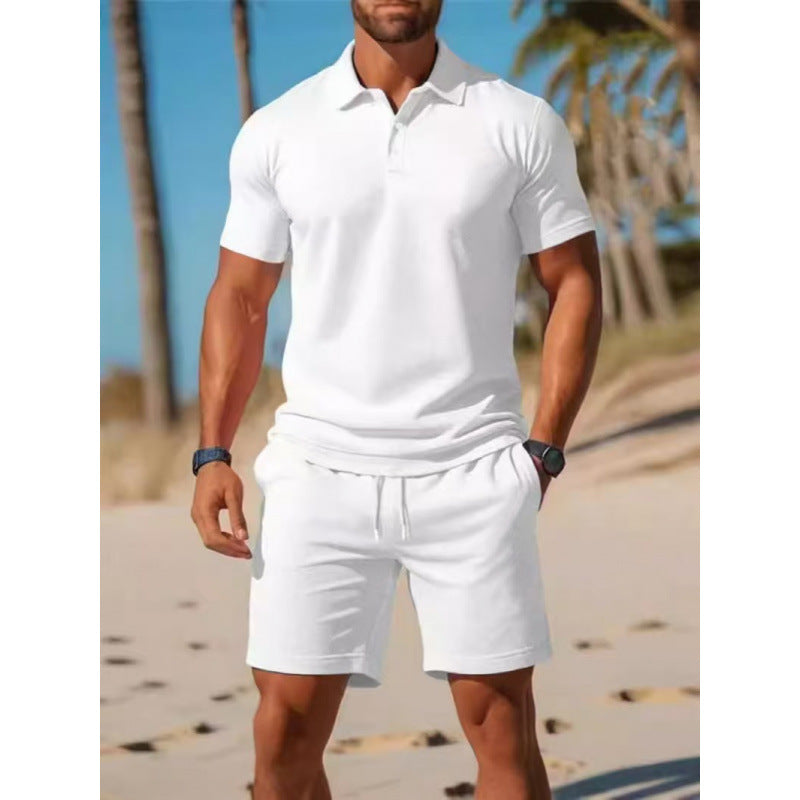 Summer Casual Sports All-matching Slim Fit Short-sleeved Polo Shirt Shorts