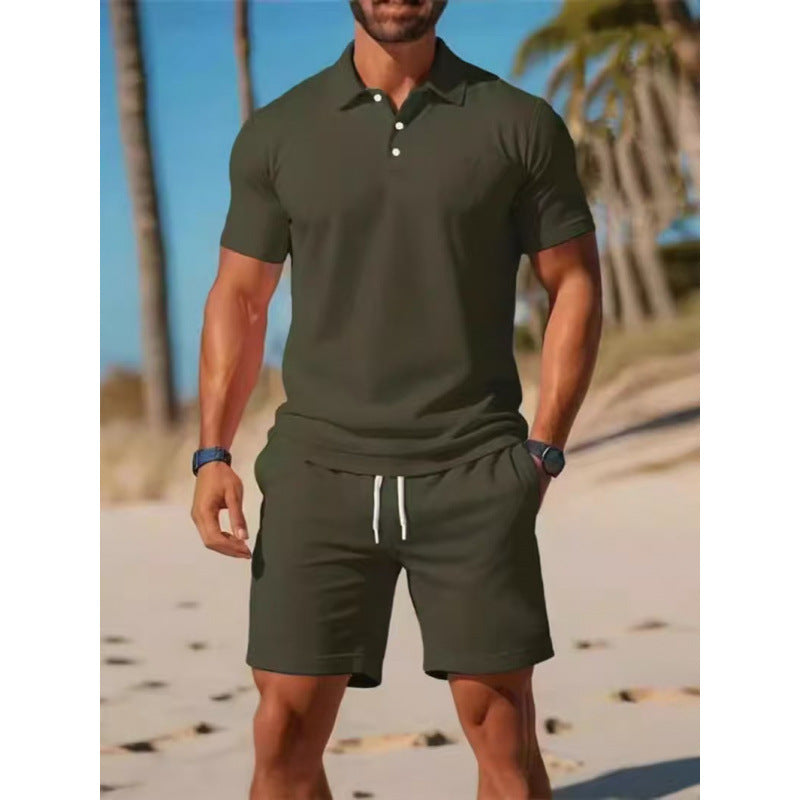 Summer Casual Sports All-matching Slim Fit Short-sleeved Polo Shirt Shorts