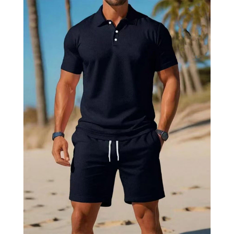 Summer Casual Sports All-matching Slim Fit Short-sleeved Polo Shirt Shorts