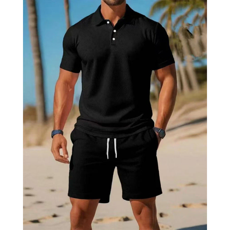 Summer Casual Sports All-matching Slim Fit Short-sleeved Polo Shirt Shorts