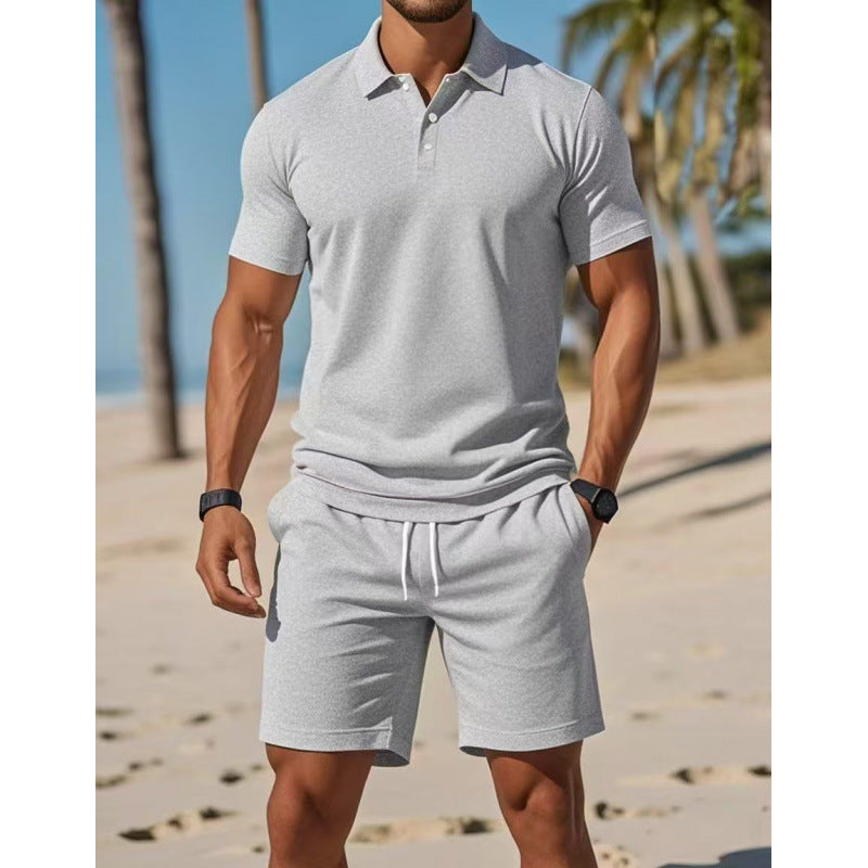 Summer Casual Sports All-matching Slim Fit Short-sleeved Polo Shirt Shorts