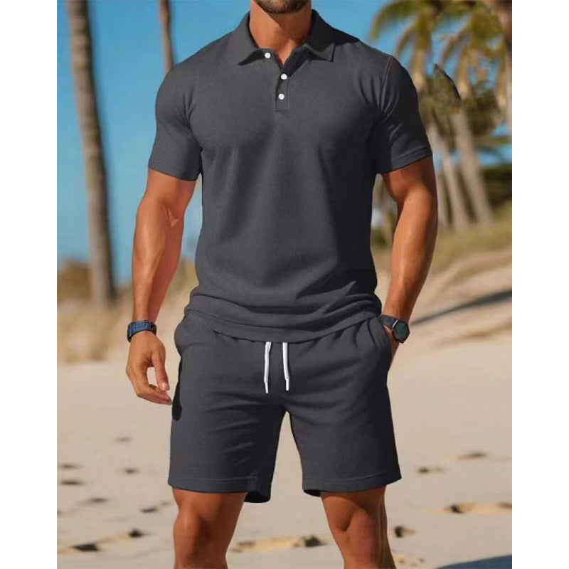 Summer Casual Sports All-matching Slim Fit Short-sleeved Polo Shirt Shorts