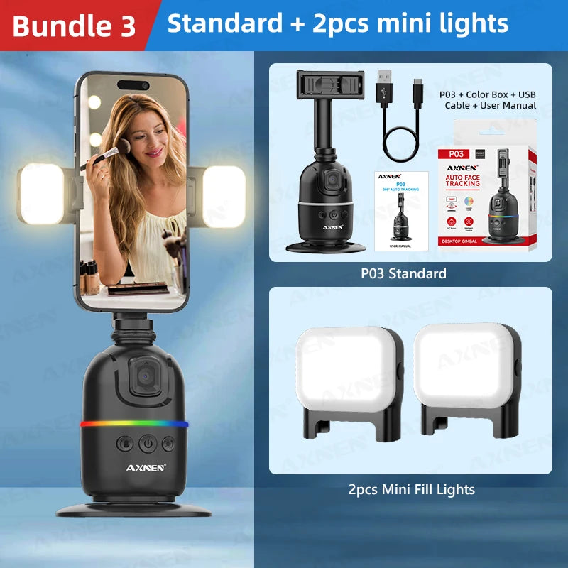 Smart Auto Face Tracking Desktop AI Gimbal for Smartphone & Action Camera 360 Rotation Follow