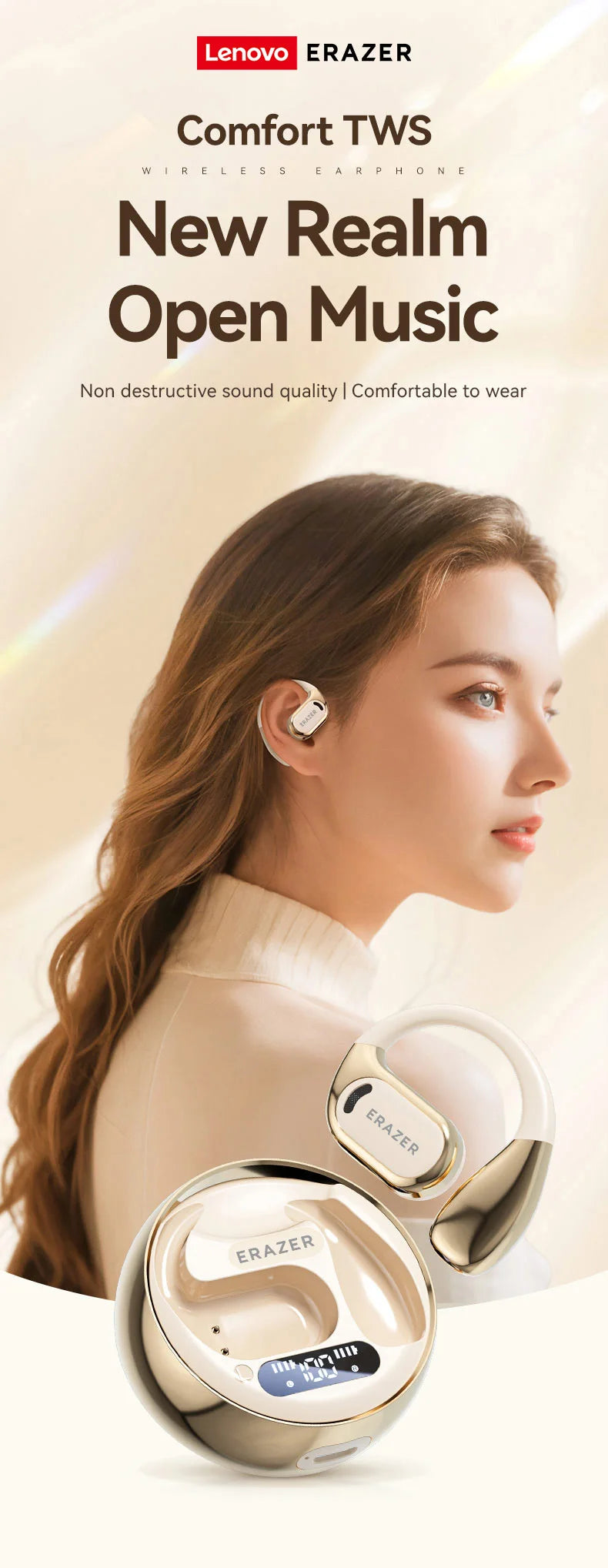 OWS Lenovo ERAZER XF20 Bluetooth V5.49 Earphones Open Sports Wireless Headphones Noise Reduction Waterproof