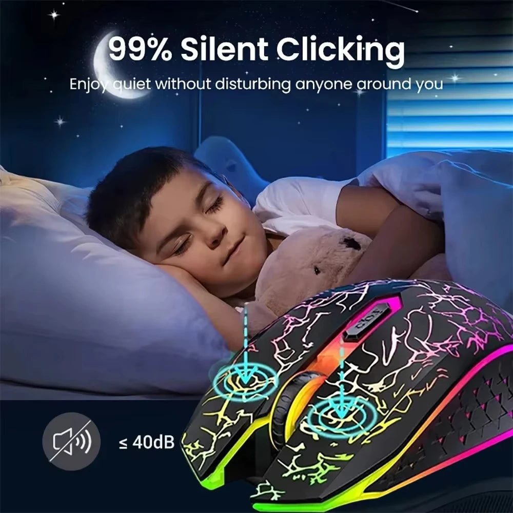Wireless Mouse Bluetooth 2.4G Dual-mode Rechargeable Mouse RGB Backlight E-Sports 800-1200-1600 DPI Mice for PC Laptop Macbook