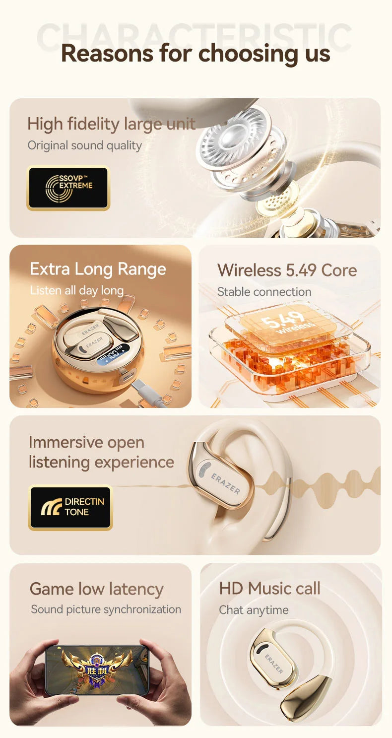 OWS Lenovo ERAZER XF20 Bluetooth V5.49 Earphones Open Sports Wireless Headphones Noise Reduction Waterproof