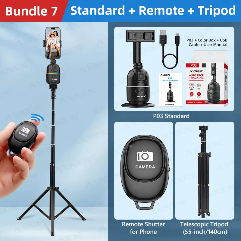 Smart Auto Face Tracking Desktop AI Gimbal for Smartphone & Action Camera 360 Rotation Follow