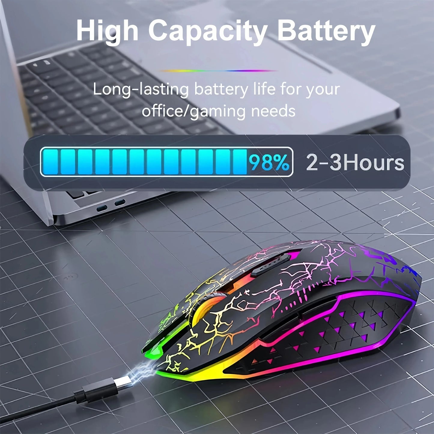 Wireless Mouse Bluetooth 2.4G Dual-mode Rechargeable Mouse RGB Backlight E-Sports 800-1200-1600 DPI Mice for PC Laptop Macbook
