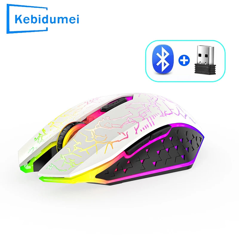 Wireless Mouse Bluetooth 2.4G Dual-mode Rechargeable Mouse RGB Backlight E-Sports 800-1200-1600 DPI Mice for PC Laptop Macbook