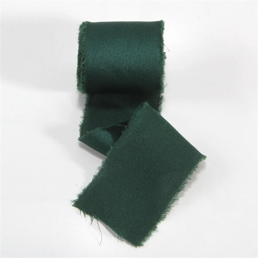 1 Roll 5 yards Frayed Edged Satin Handmade Smooth Soft Ribbon For Wedding Invitation Bouquets Birthday Party DIY Decoration Gift