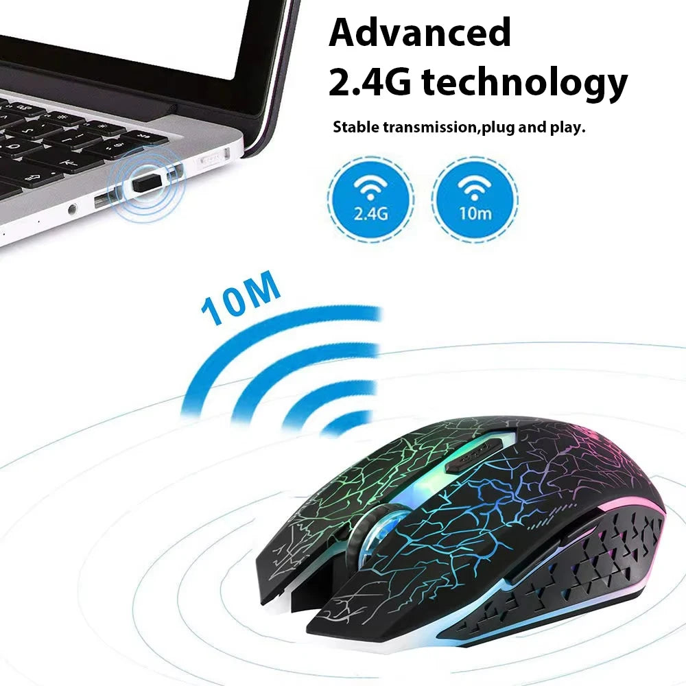 Wireless Mouse Bluetooth 2.4G Dual-mode Rechargeable Mouse RGB Backlight E-Sports 800-1200-1600 DPI Mice for PC Laptop Macbook
