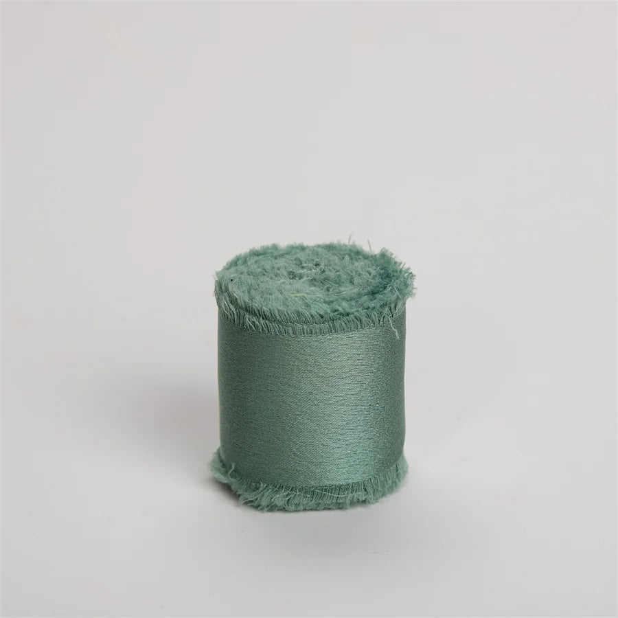 1 Roll 5 yards Frayed Edged Satin Handmade Smooth Soft Ribbon For Wedding Invitation Bouquets Birthday Party DIY Decoration Gift