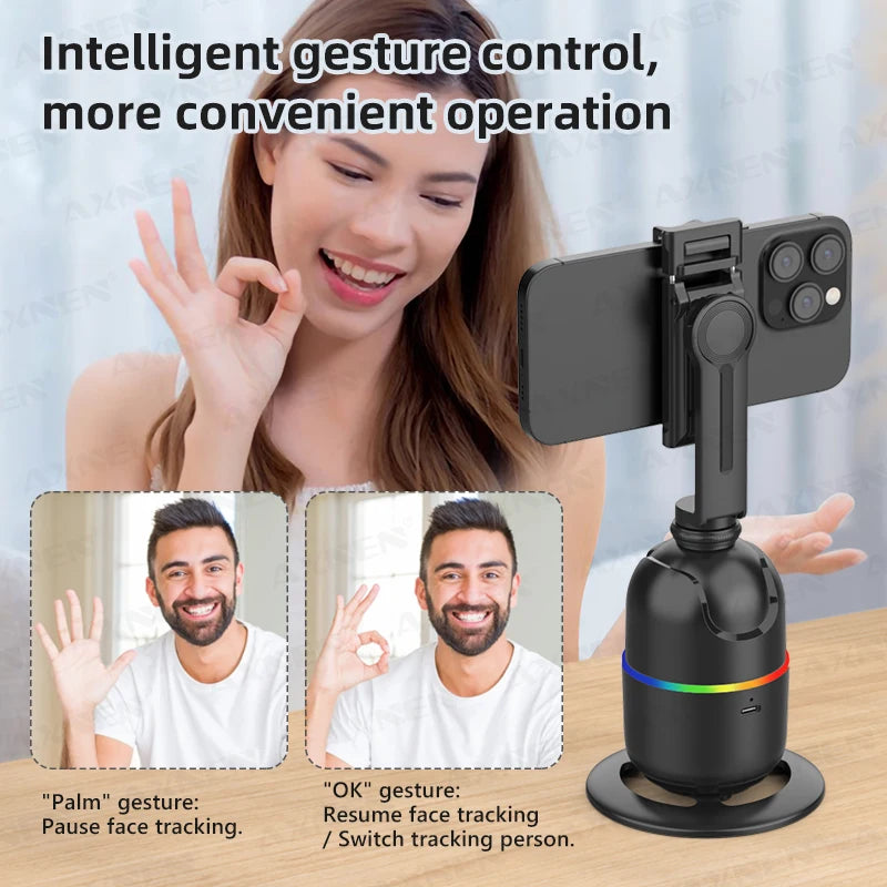 Smart Auto Face Tracking Desktop AI Gimbal for Smartphone & Action Camera 360 Rotation Follow