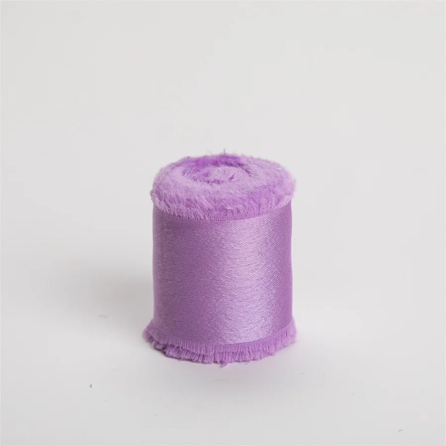 1 Roll 5 yards Frayed Edged Satin Handmade Smooth Soft Ribbon For Wedding Invitation Bouquets Birthday Party DIY Decoration Gift