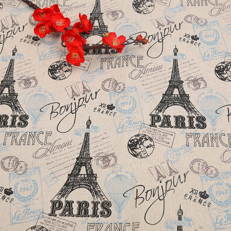 Cotton And Hemp Cloth Plant Tower Series Thickened Printed Fabric Storage Cloth
