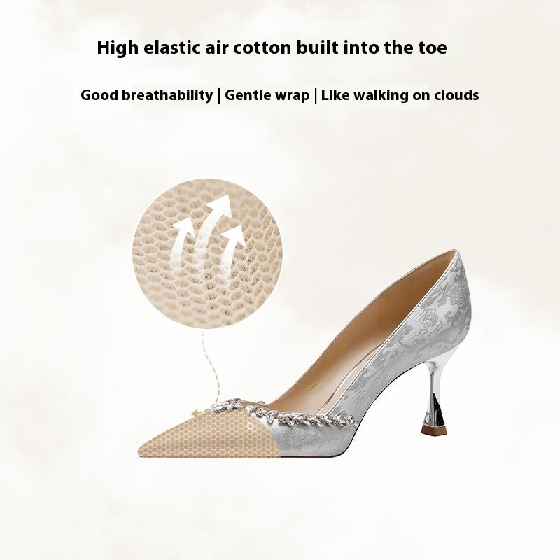 New Chinese Style Wedding Shoes Women's Cheongsam High Heels Bride