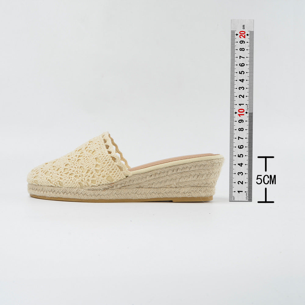 Straw Woven Wedge Sandals Women's Spring And Summer Platform