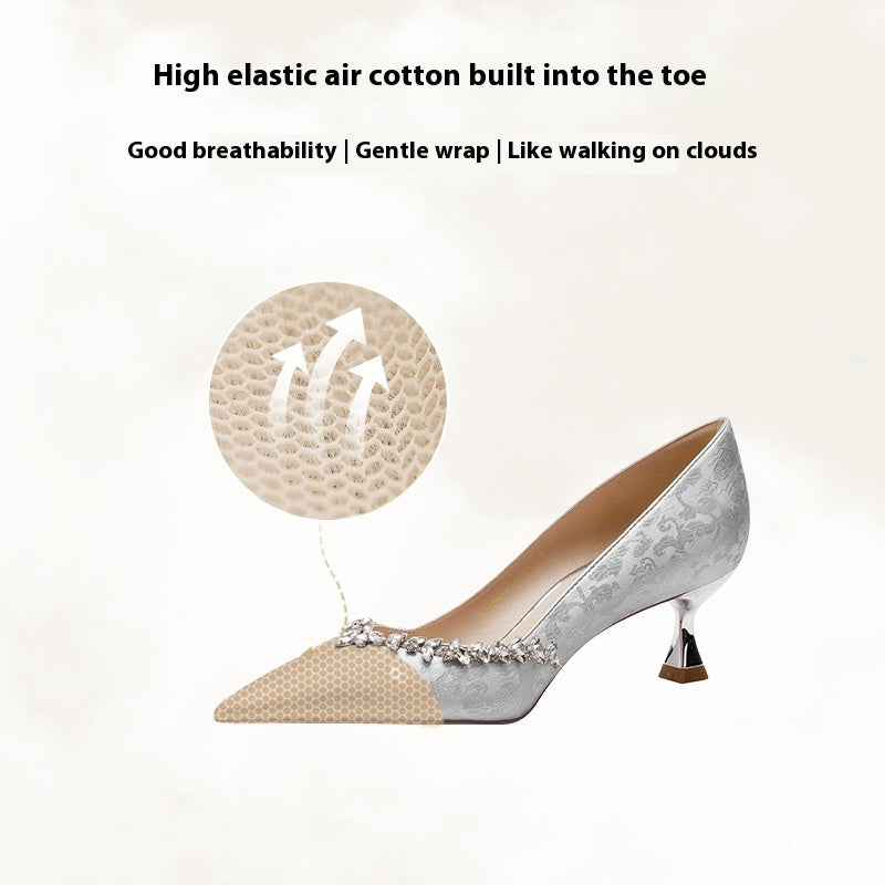 New Chinese Style Wedding Shoes Women's Cheongsam High Heels Bride