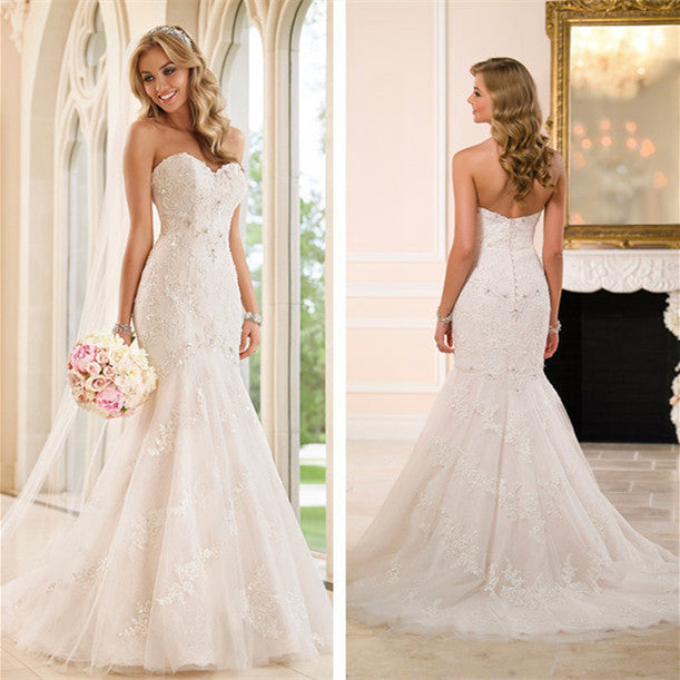 wedding dress Trailing tube top lace