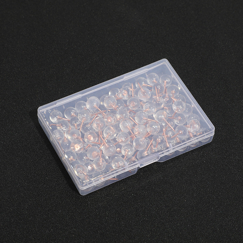 100 Pieces Transparent Pearl Nail Silver Rose Gold Ball Map Push Pin Thumb