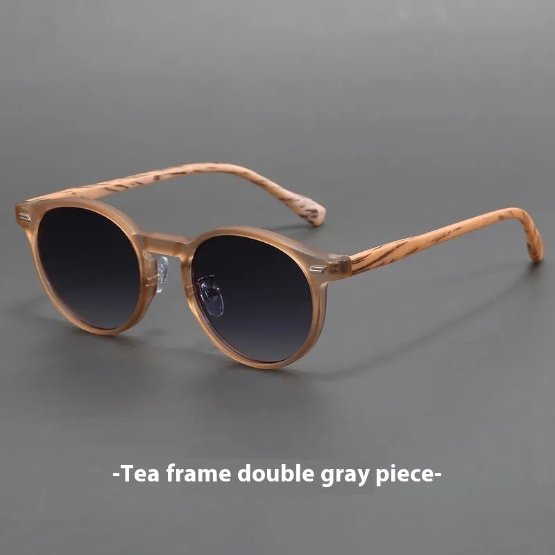 Retro Frosted Round Rim Sunglasses UV-proof Strong Light