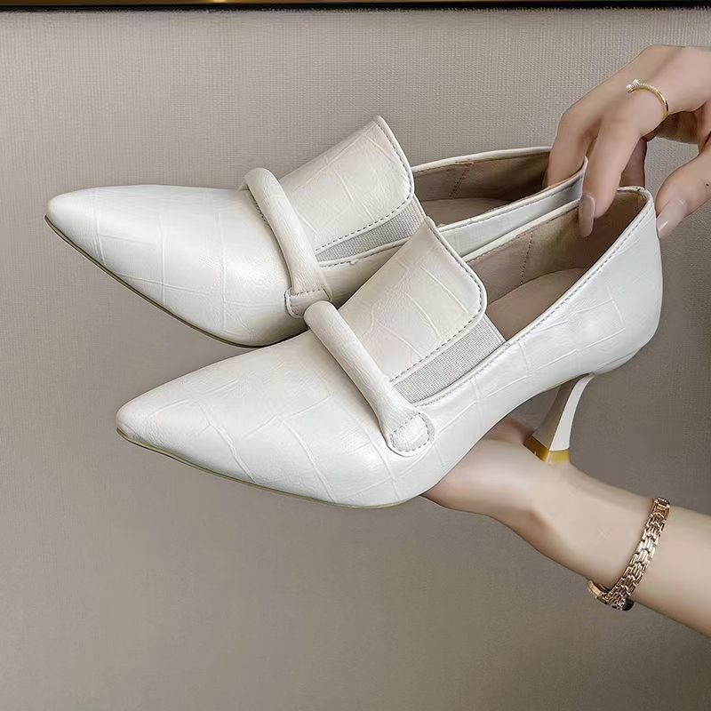 Soft Leather 7cm Women's Stiletto Heel High Heel Shoes