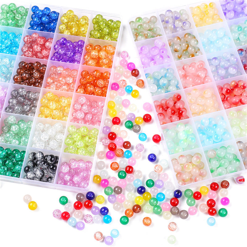 Glass Jelly Double Crystal Round Beads Material Package Handmade Diy Bracelet Accessories Set Box String Beads Materials