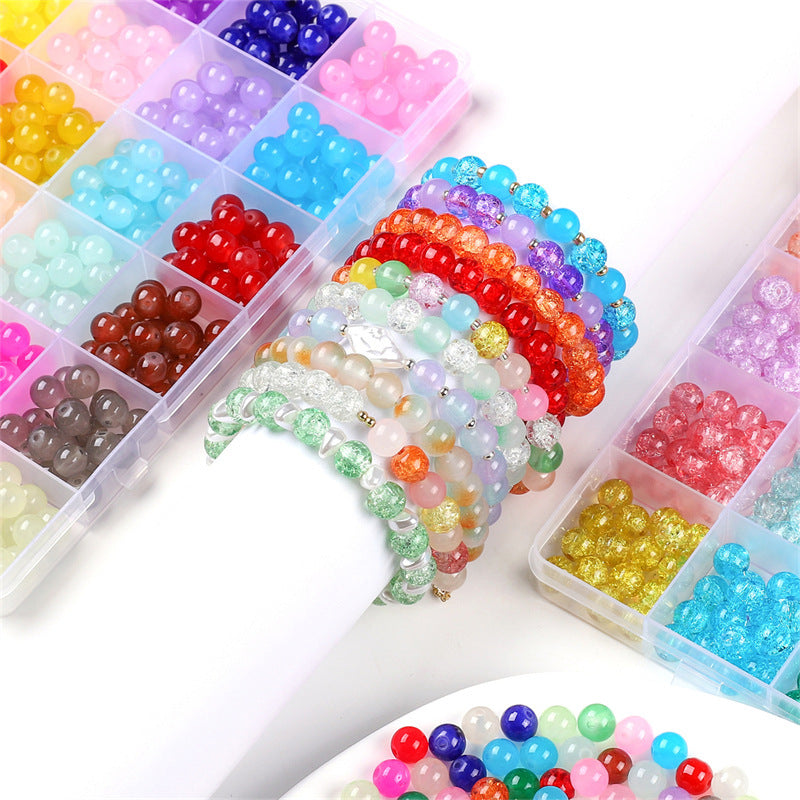 Glass Jelly Double Crystal Round Beads Material Package Handmade Diy Bracelet Accessories Set Box String Beads Materials