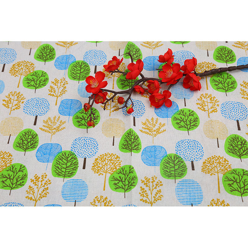 Cotton And Hemp Cloth Plant Tower Series Thickened Printed Fabric Storage Cloth