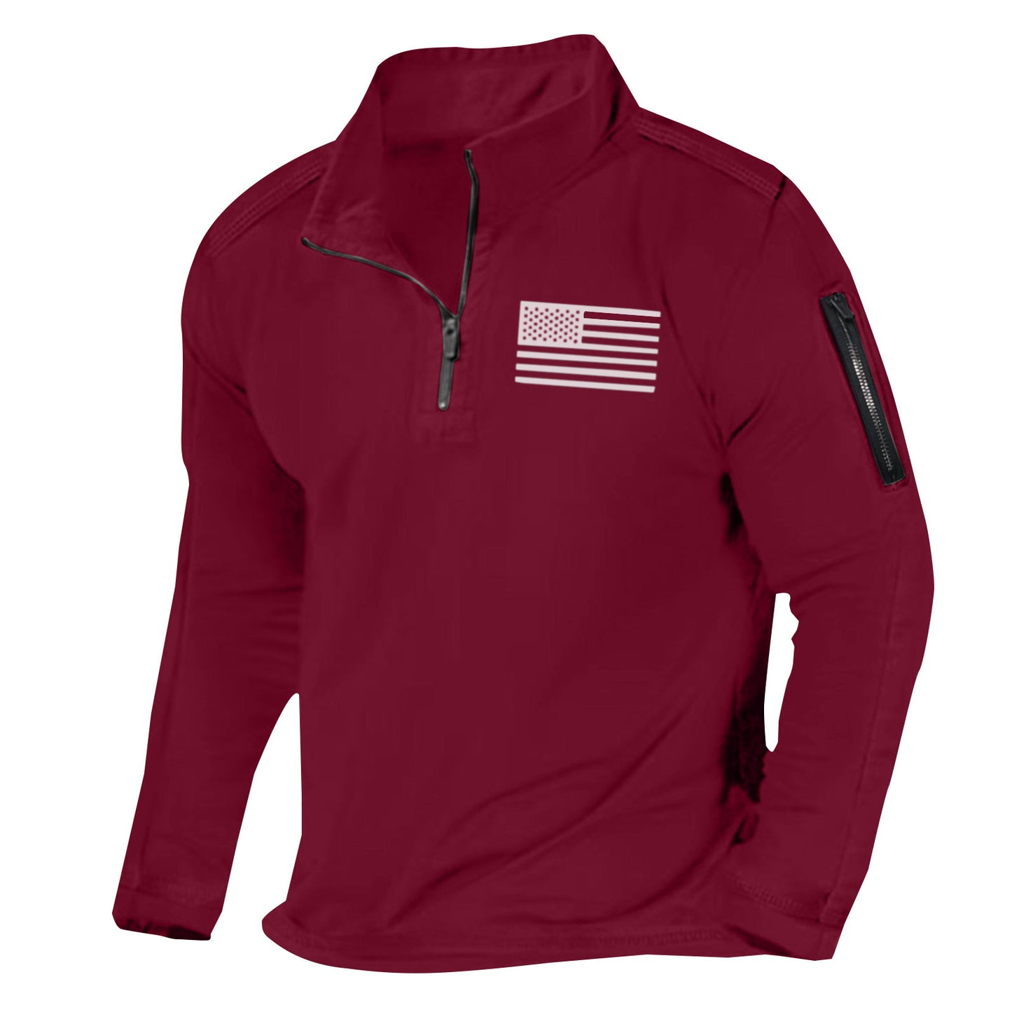 Men's Sports Fashion Zipped Stand Collar Long-sleeved Sweater