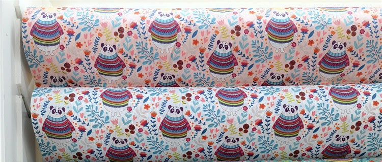 Cartoon Panda And Tiger Cotton Twill
