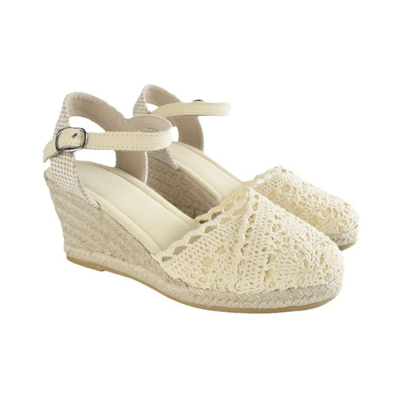 Straw Woven Wedge Sandals Women's Spring And Summer Platform