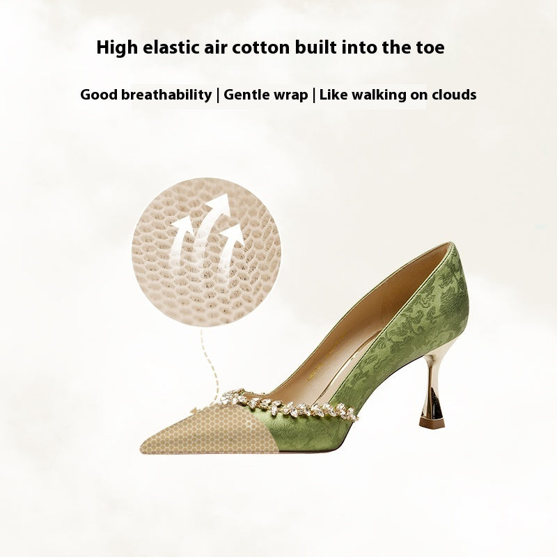 New Chinese Style Wedding Shoes Women's Cheongsam High Heels Bride