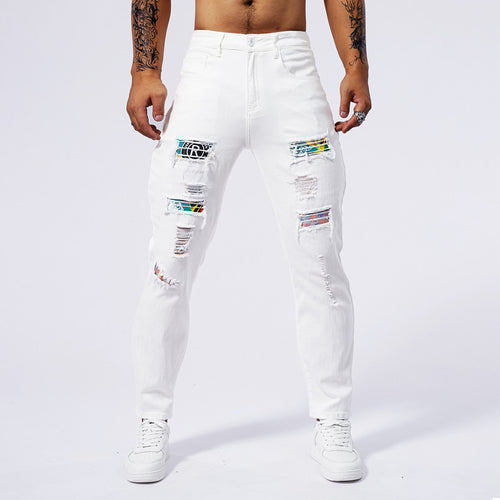 Hole Patch Washed Jeans