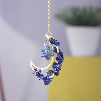Natural crystal broken stone moon pendant Melkaba DIY woven wind chime pendant decoration crystal ornament gift