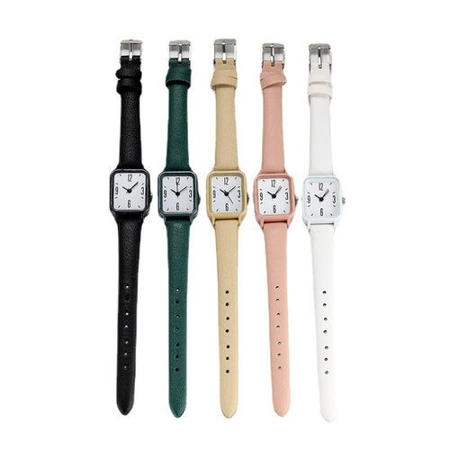 Junior High Alloy Simple Square Scale Digital Leather-belt Watch