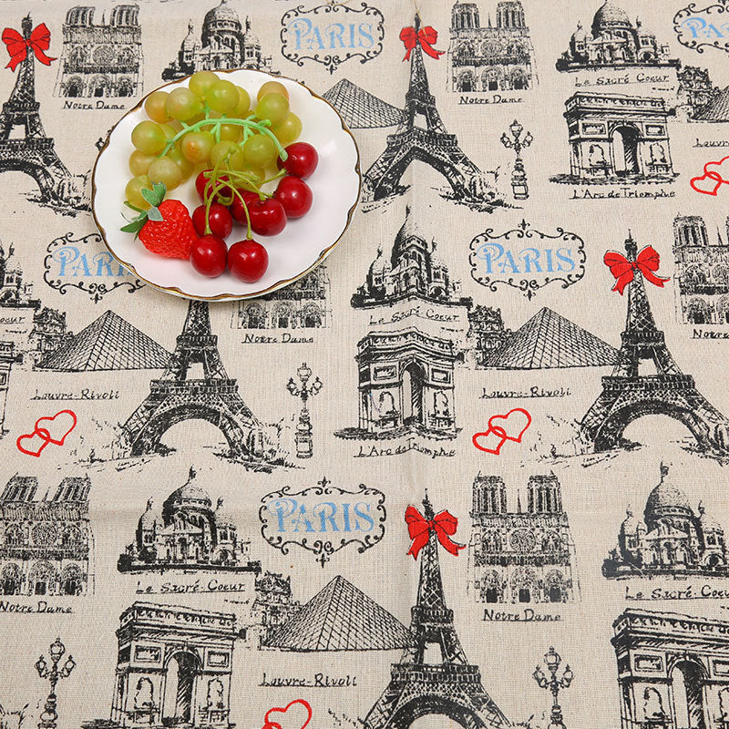 Cotton And Hemp Cloth Plant Tower Series Thickened Printed Fabric Storage Cloth