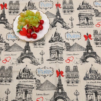Cotton And Hemp Cloth Plant Tower Series Thickened Printed Fabric Storage Cloth