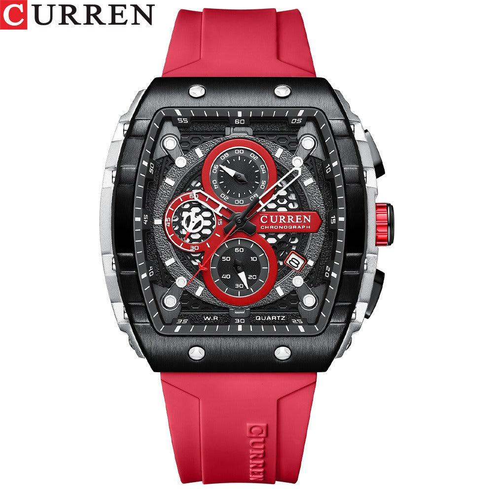 CURREN 8442 Men's Waterproof Six Needle Quartz Calendar Tape Men's Multifunctional