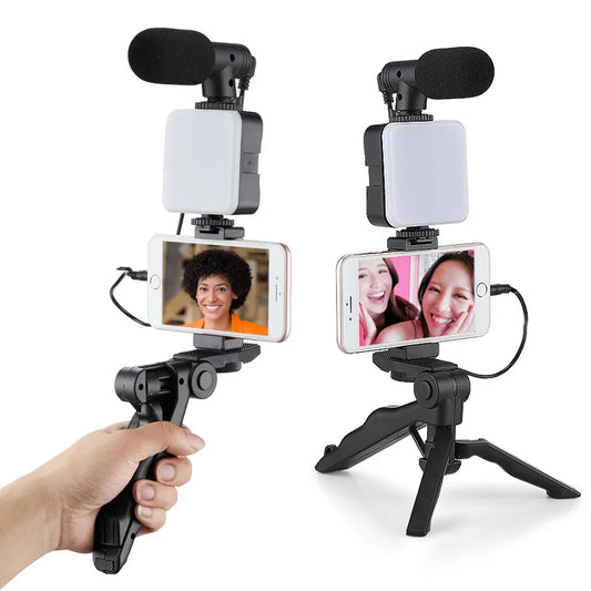 Vlogging kit for mobile phone tripod 36 led fill light and mini microphone for live stream