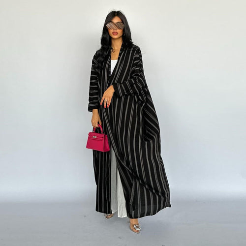 Women's Cardigan Long Striped Coat Zebra Pattern