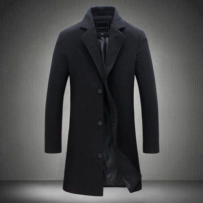 Long Solid Color Single Breasted Windbreaker Fabric