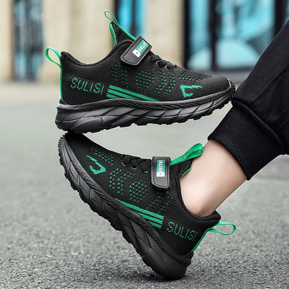 Children's sports shoes seasonal flying woven men's shoes breathable men's and women's casual running shoes for children