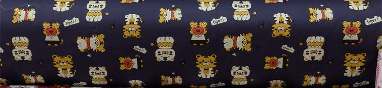 Cartoon Panda And Tiger Cotton Twill
