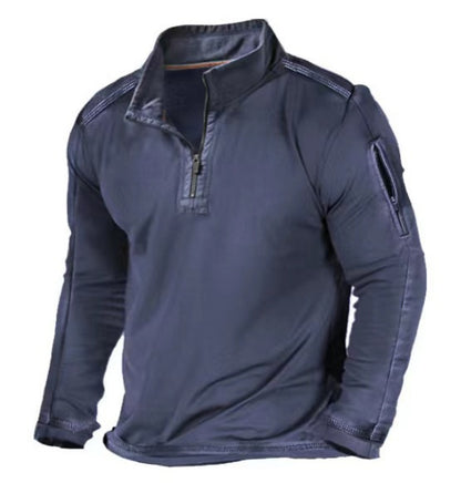 Men's Sports Fashion Zipped Stand Collar Long-sleeved Sweater