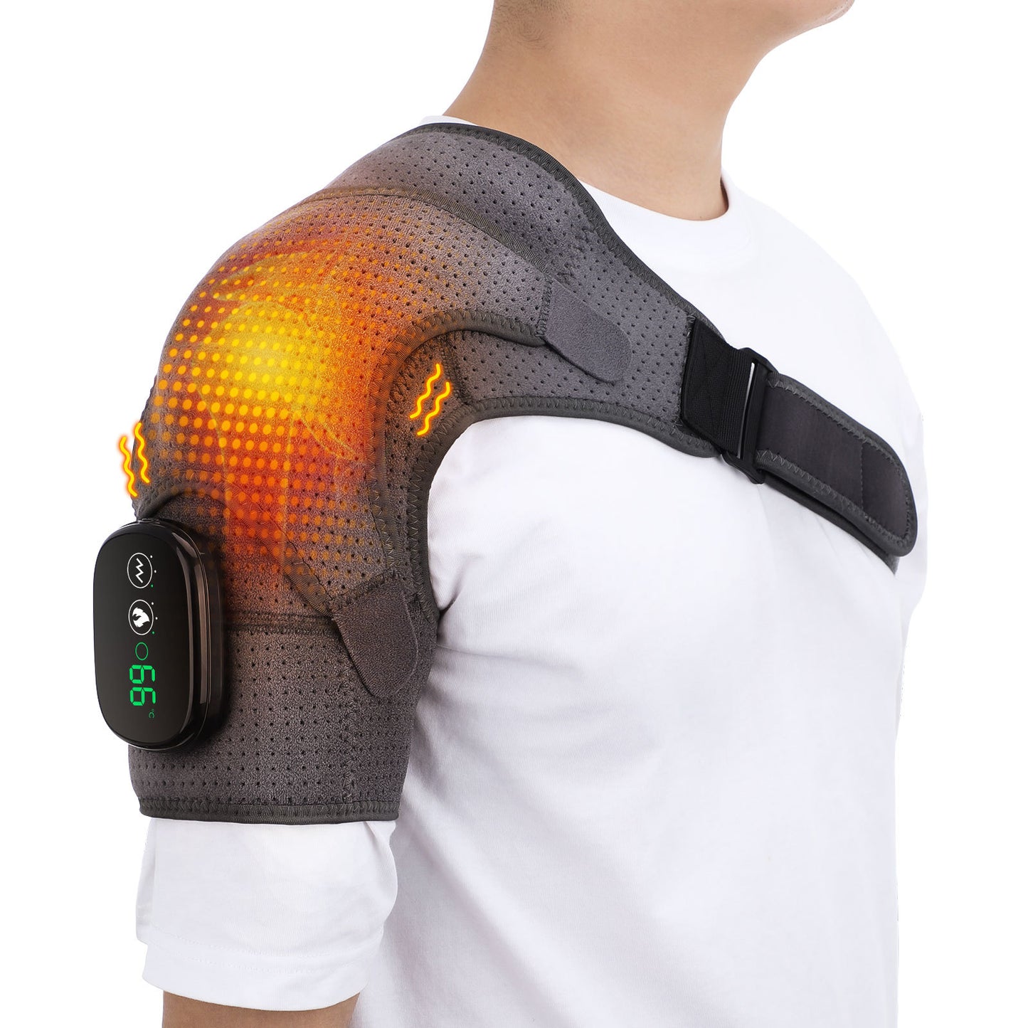 USB Rechargeable Convenient Electric Heating Shoulder Massage Heated Back Shoulder Brace Adjustable Heating Shoulder Massage Belt For Arm Muscle Relaxation