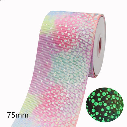75mm Luminous Threaded Braid Hair Bow Ingredients Solid Color Rainbow Bronzing Fluorescent Ribbon