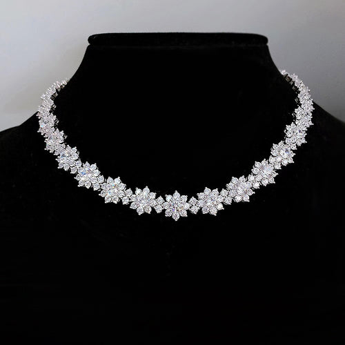 925 Silver High Carbon Diamond Sunflower Collarbone Chain